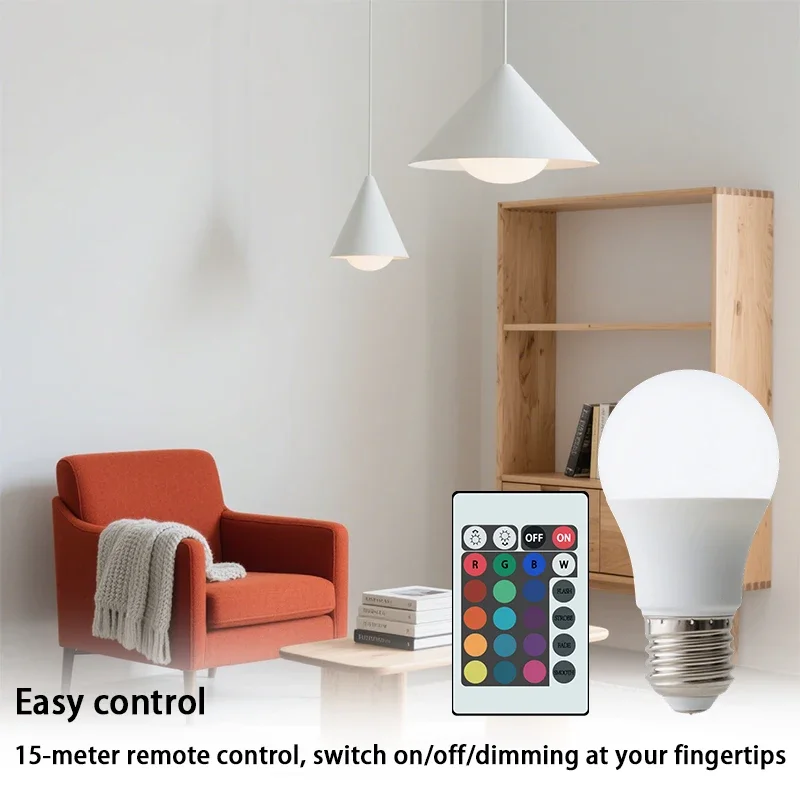 RGBW LED Bulb 16 Colors Multicolor E27 Base 220V Household Lighting Dimmable 24 Key Remote Control Atmosphere Neon