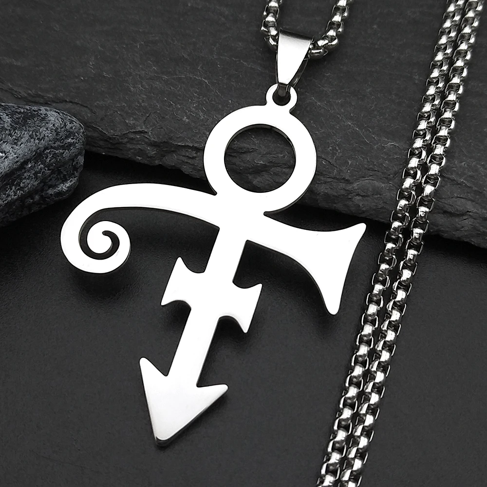 RIP Memorial Symbol Love Logo Steampunk Edelstahl-Halskette für Damen, The Minimalism Artist Love Symbol Kettenhalskette, Schmuck