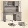 Office Desk with 3 Drawers, 47.2" Executive Computer Desk with Storage Drawers and Hutch Cabinet, Offices Desks 2