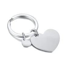  Vnox Free Custom Engraved Heart Keychain for Men,Upscale Pure Hand Polishing Stainless Steel Key Chain Gift for Him 