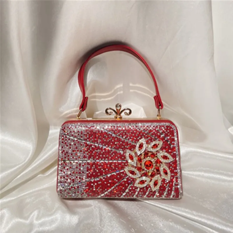 

New diamond inlaid water brick small square bag for dinner, shiny banquet handbag, socialite dress and evening bag