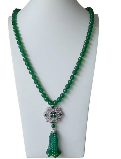 

free shipping 8mm natural green red purple jade necklace pendant s925 noble jewelry