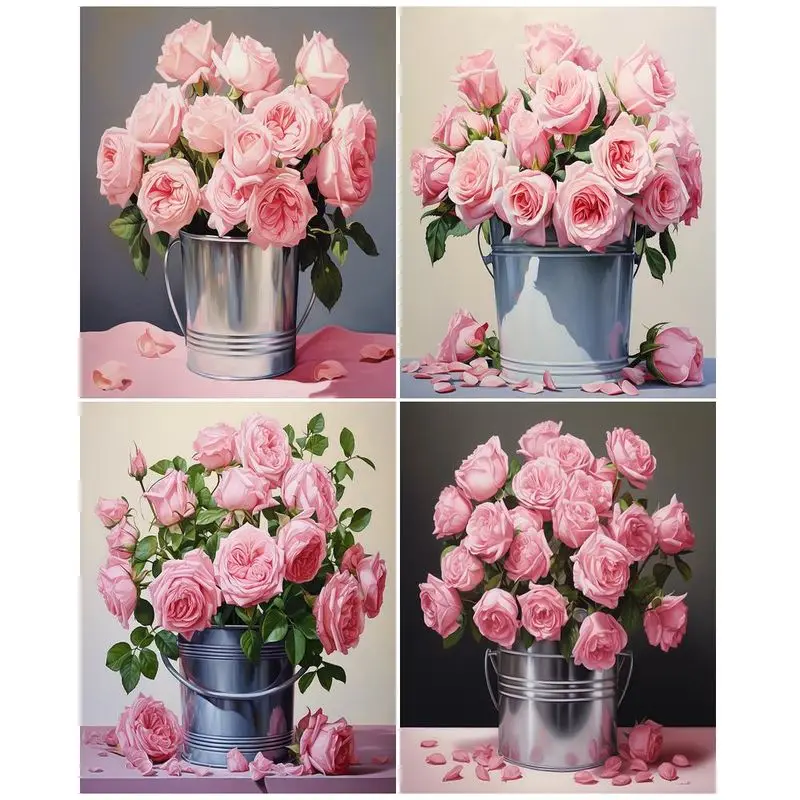 

CHENISTORY DIY Pictures By Number Pink Flowers Kits Painting By Numbers Drawing On Canvas Hand Painted Art Gift Home Decor