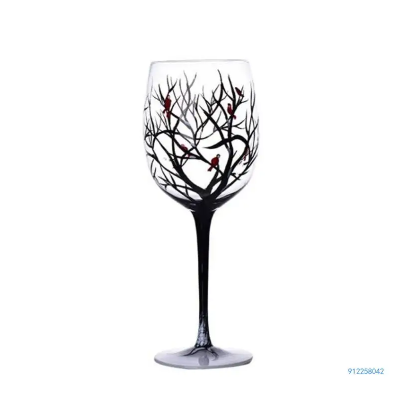 22cm Four Seasons Tree Wine Glasses Unique Hand Painted Wine Glass Easy to Use