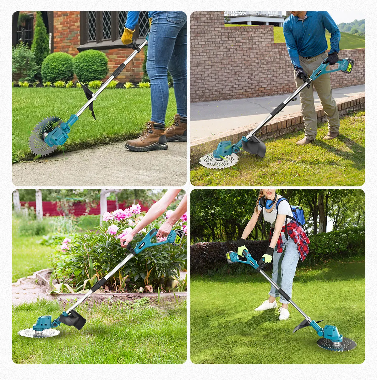 9 Inch Brushless Electric Lawn Mower Length Adjustable Cordless Rechargeable Gra