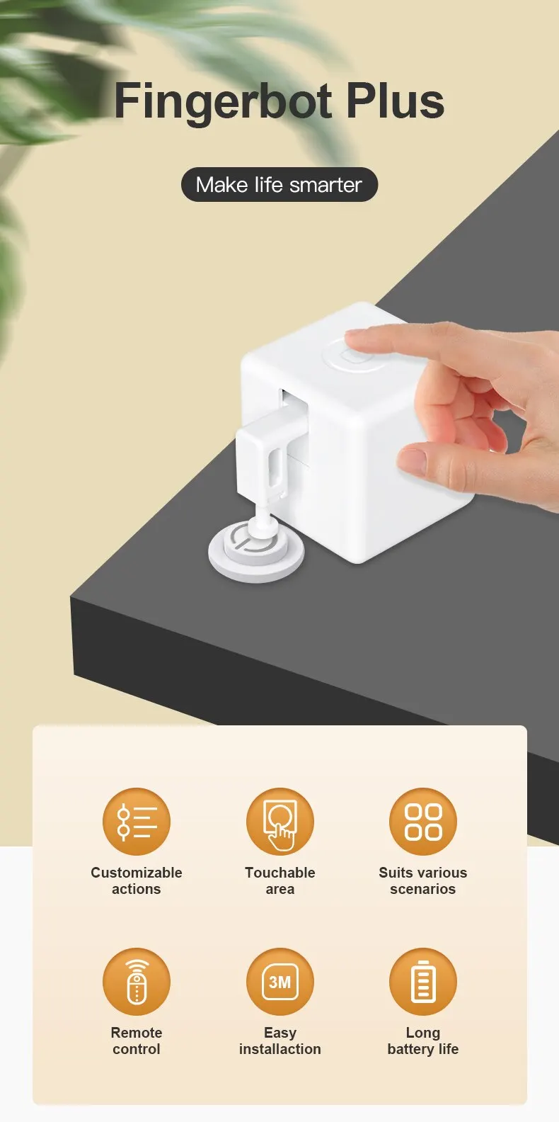 Tuya Bluetooth Smart Fingerbot Switch Fingerbot Button Pusher Remote Control Sma