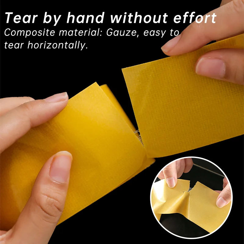 Premium Strong Double Sided Cloth Tape - No Residue, Waterproof, Translucent Mesh Design