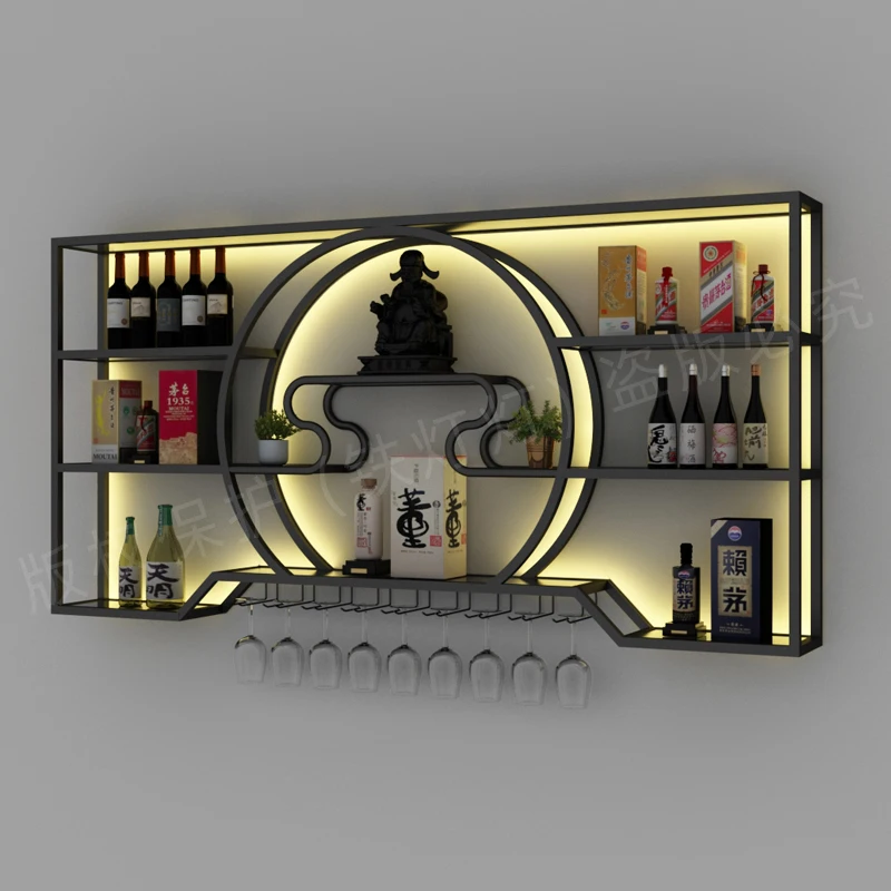 Salon Unique Wine Cabinets Commercial Cellar Storage Whisky Liquor Wine Rack Inverted Retail Cremalheira De Vinho Bar Furnitures