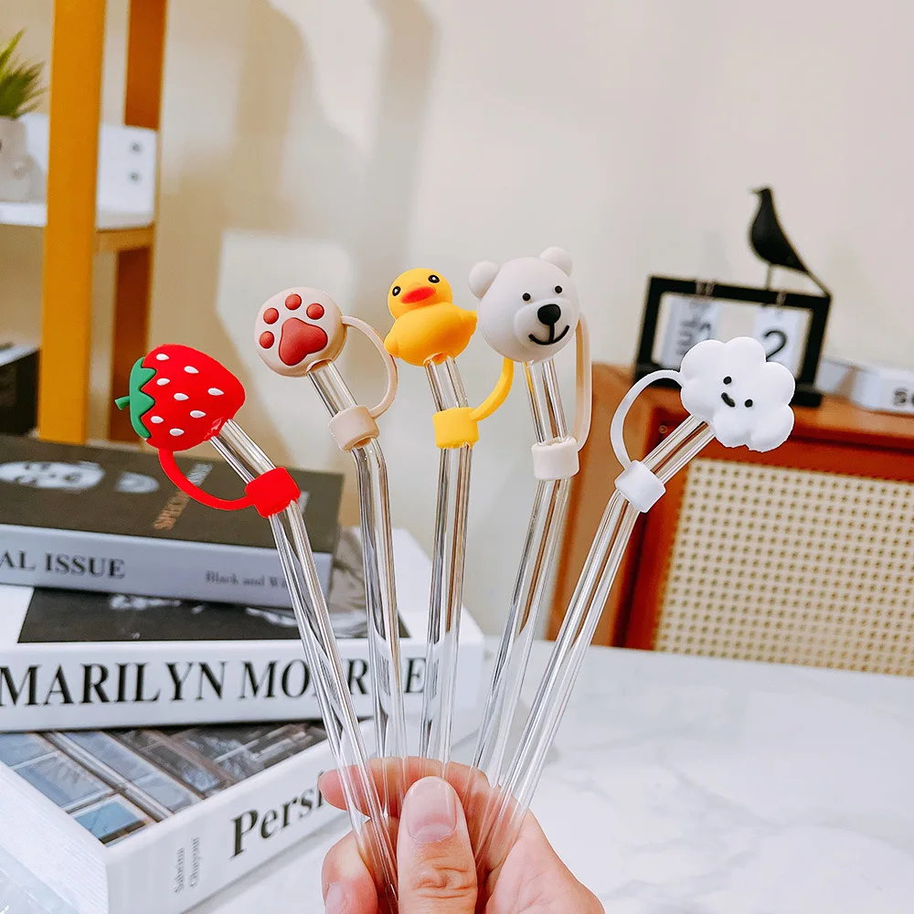 1pc Silicone Straw Cover, Cute Cloud Design Drinking Straw Cover