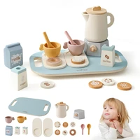 Wooden Afternoon Tea Set Toy Pretend Play Coffee Learning Role Play Game Girls Boys Gifts Early Educational Toys for Toddlers 1