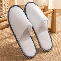 5 PACK One Time Use High Quality Closed Toe Non-slip Hotel Slippers White Disposable Hotel Bathroom Slippers - Image 3