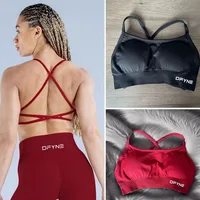 Dynamic Backless Sports Bra With Logo Women Seamless Yoga Top Bra Medium Support Padded Gym Crop Top Stretchy Fitness Sports Top 1