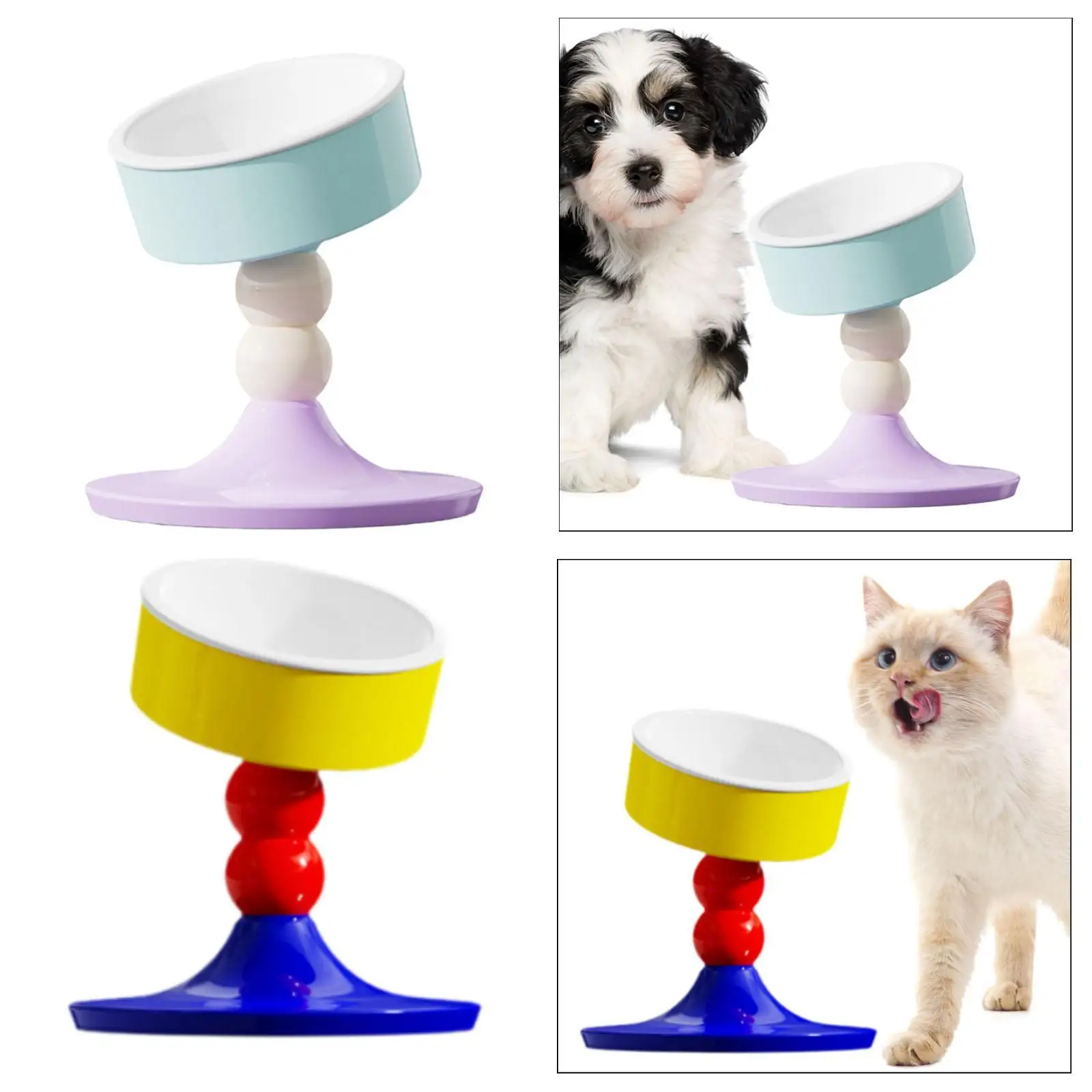 Raised Cat Food Bowl Anti Vomiting Neck Protection Cute Cat Feeding Bowl Water Bowl for Kitten Cats Kitty Hedgehog Hamster 2