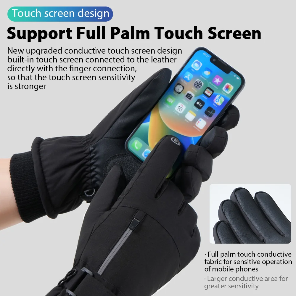 Men's Winter Waterproof Touchscreen Fleece Gloves - Warm, Non-Slip Outdoor Sports Gear