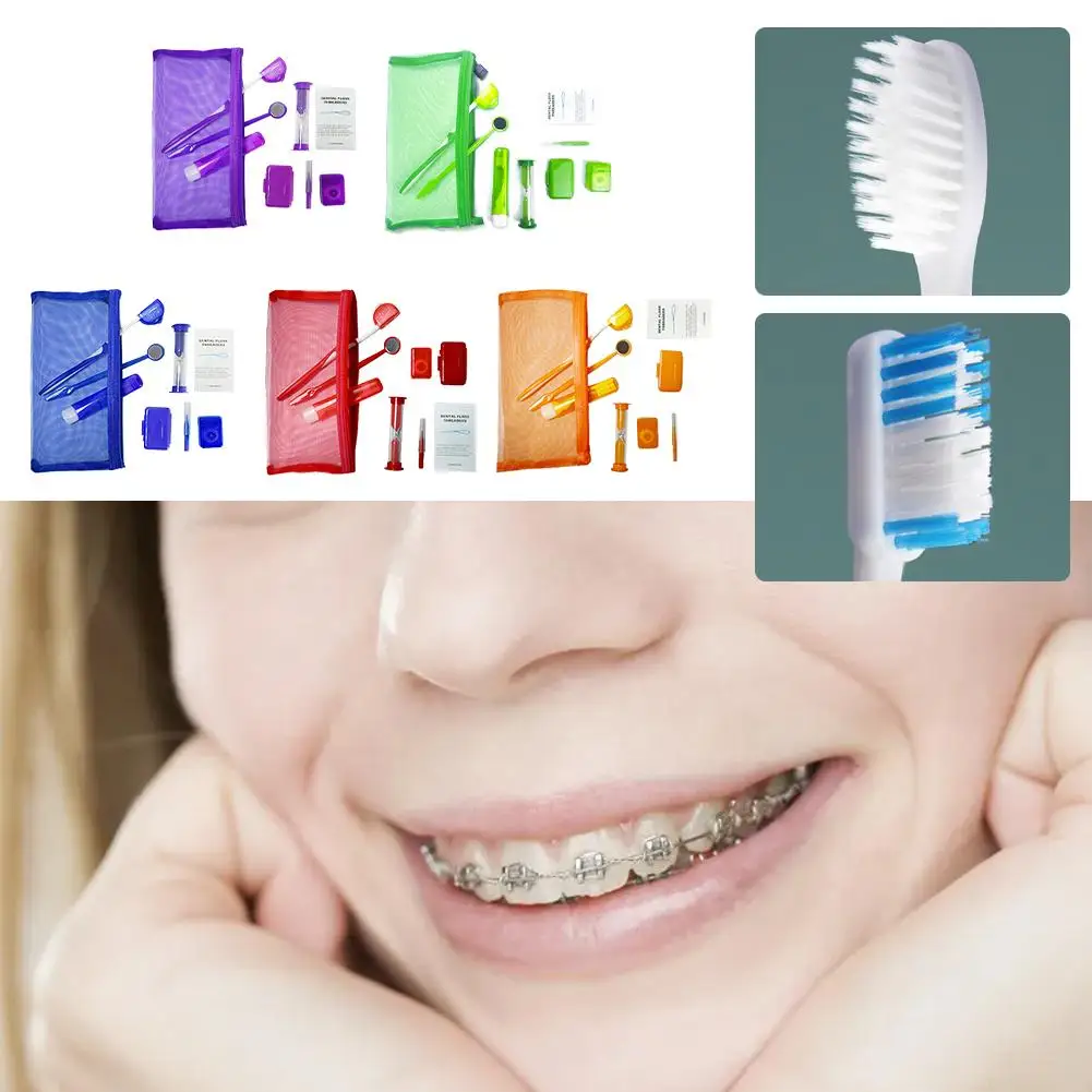 

8pcs/set Oral Cleaning Care Dental Teeth Orthodontic Kits Whitening Tool Portable Outdoor Suit Interdental BrushOral Care