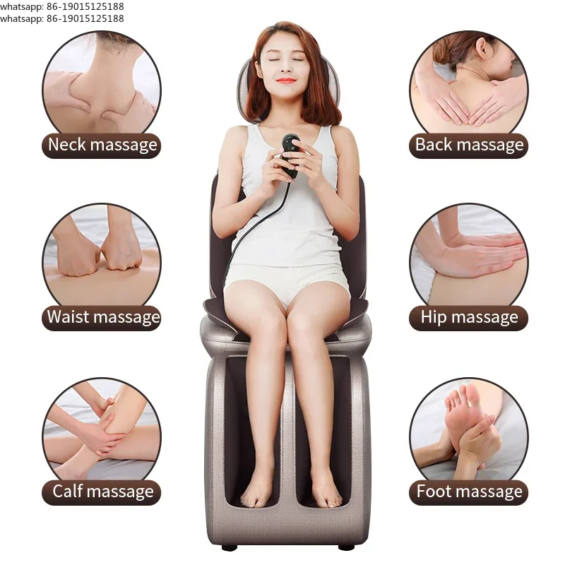 전신 전기 마사지 의자 업그레이드 - 목, 등, 허리, 다리, 적외선 가열, 진동, 주무름, 시아추, 쿠션 시트, 휴식 제공