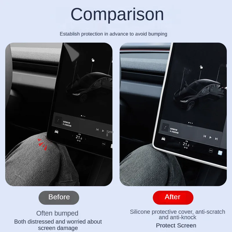 for Tesla Model 3 Highland 2024 Silicone Screen Frame Display Edge Protector Model Y 2023 Central Control Protective Cover MY