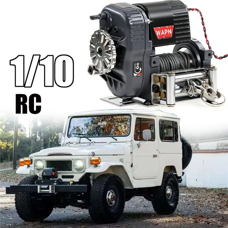 Treuil automatique de simulation en métal pour voiture RC Crawler 1/8, fixé sur le pare-chocs avant