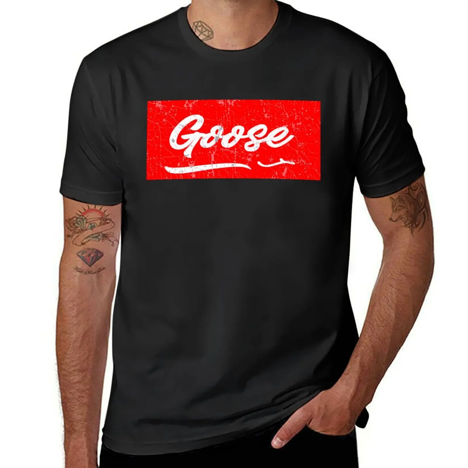 

goose band red vintage T-Shirt plus sizes summer clothes mens plain t shirts