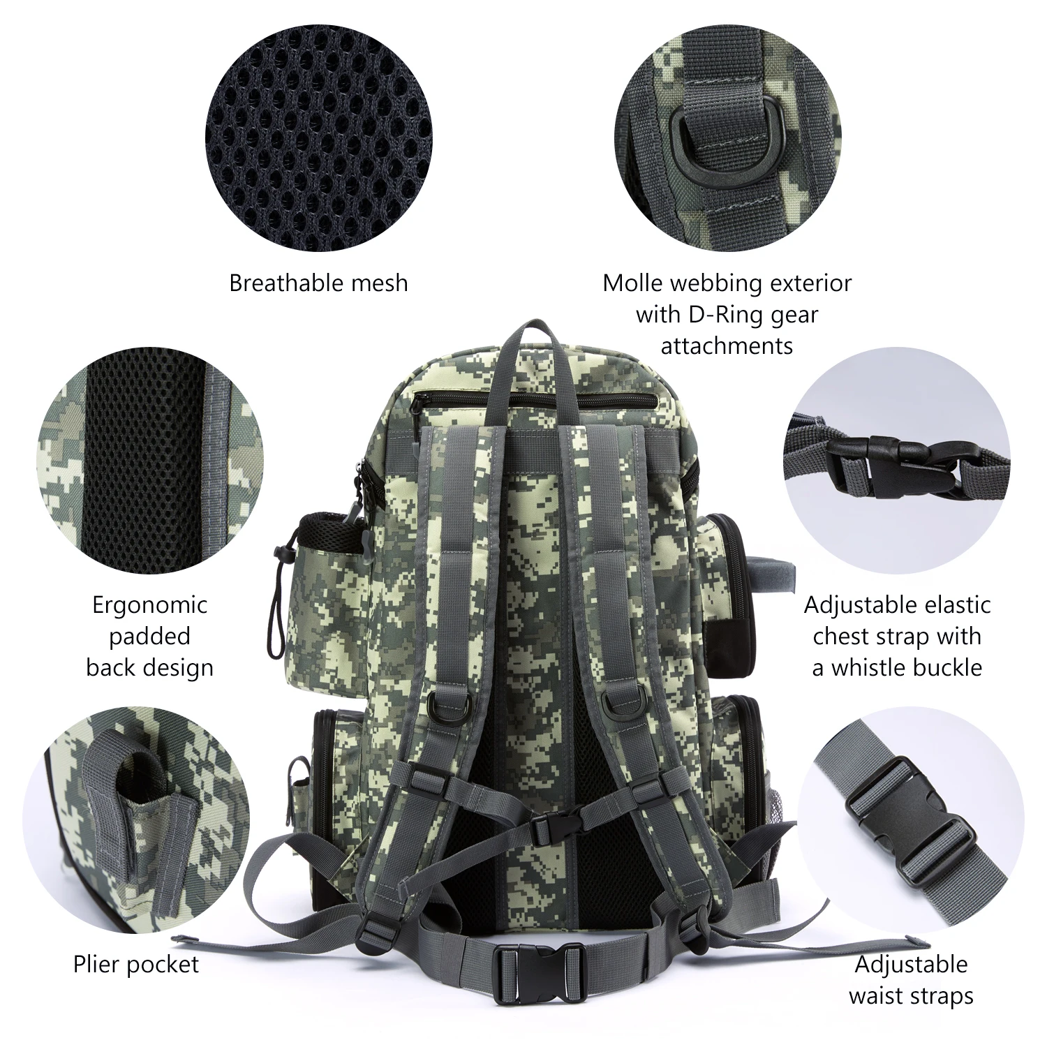 Bassdash angeln tasche tackle rucksack leichte taktische tackle box multifunktional – Detail 7