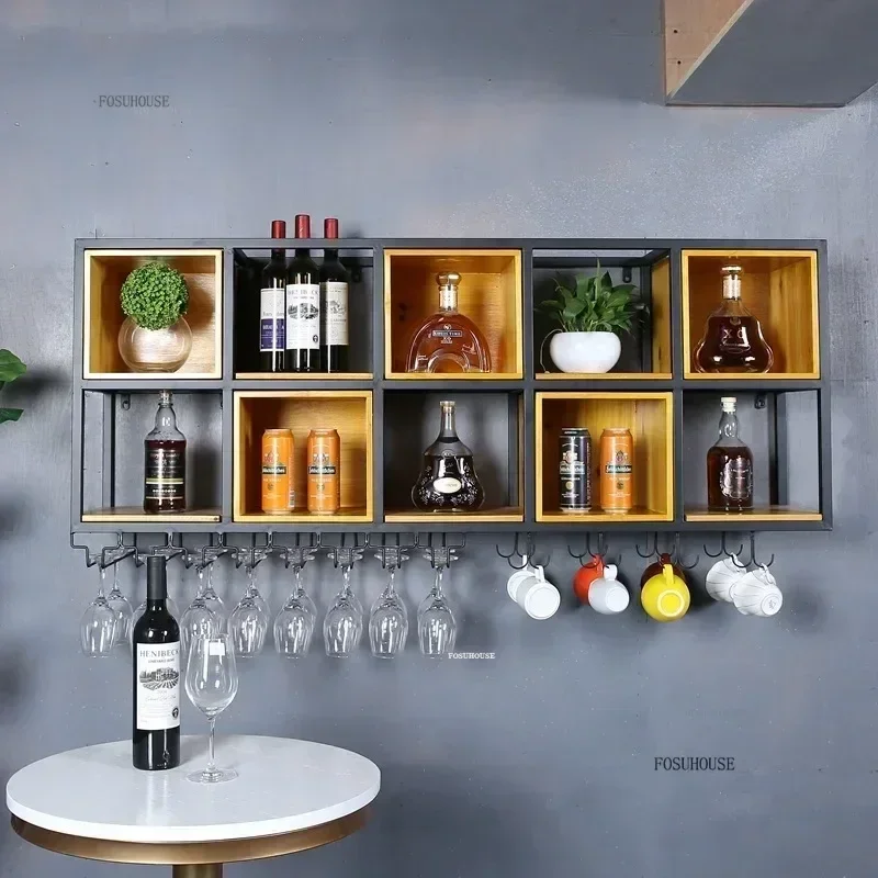 Nordic Iron Upside Down Wine Cabinets Industrial Bar Cabinets Home Decorative Wall Hangings Cupboard Racks Bar FurnitureN