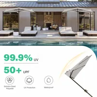 9ft Half Umbrella Outdoor Patio Umbrella Market Umbrella with Crank, 1/2 Round Wall Umbrellas 5 Sturdy Ribs UV Protection 2