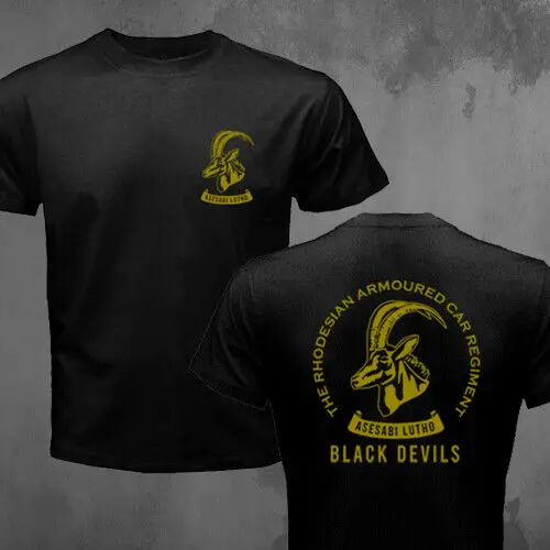 

Rhodesian Armoured Car Regiment Corps Black Devils Bush War T Shirt. Short Sleeve 100% Cotton Casual T-shirts Loose Top S-3XL