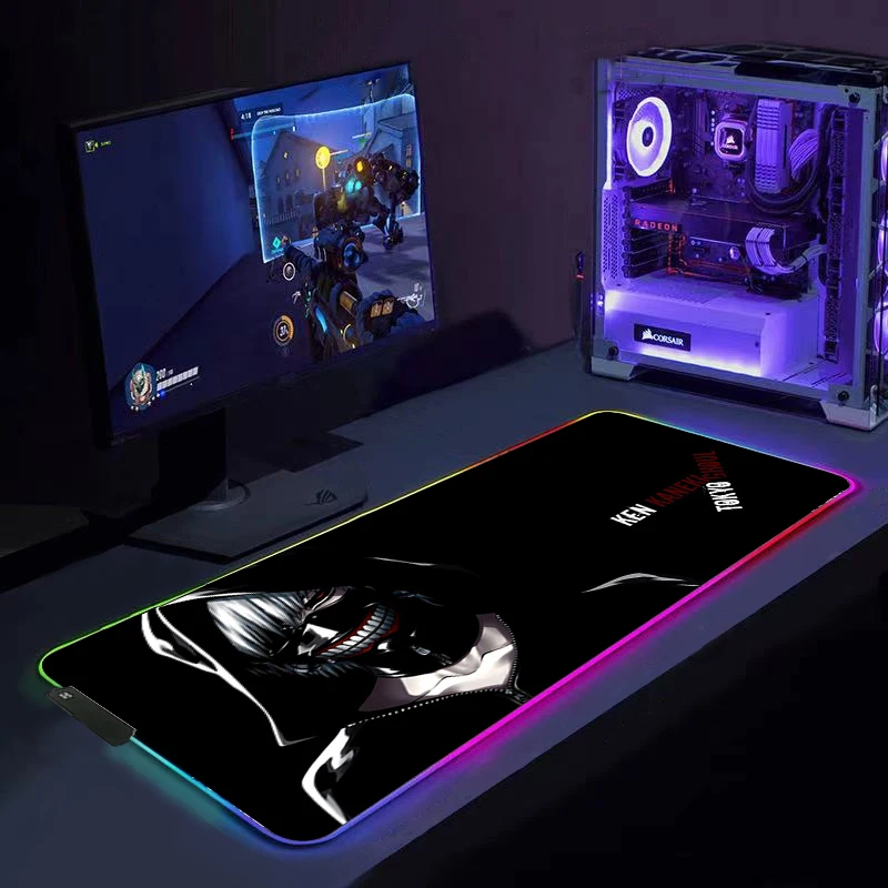 

RGB LED Anime Mousepad Tokyo Ghoul Mause Pad Alfombrilla Gaming Accessiores Mouse Pad XXL Podkladka Pod Mysz Tapis De Souris