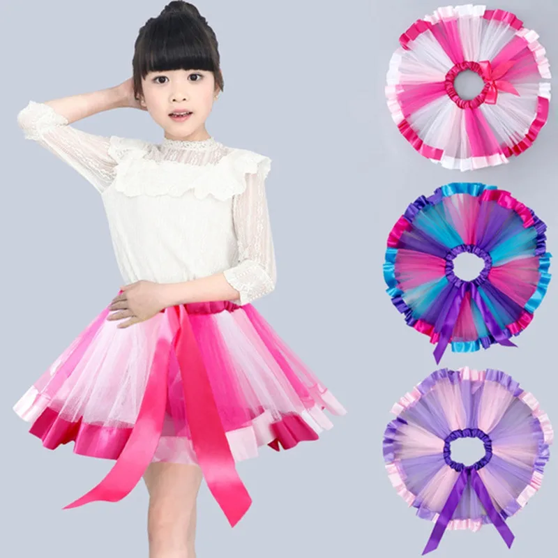 Rainbow Girls Petticoat TUTU Skirt Kids Ballet Dance Fancy Dress Party Costume 
