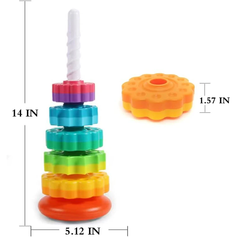 Baby Spinning Wheel Toy Rainbow Spin Tower Stacking Toys for Toddlers Montessori Educational Learning Sensory Toys Gift educational toys stacking puzzle toys cup stacking toys stacking toys