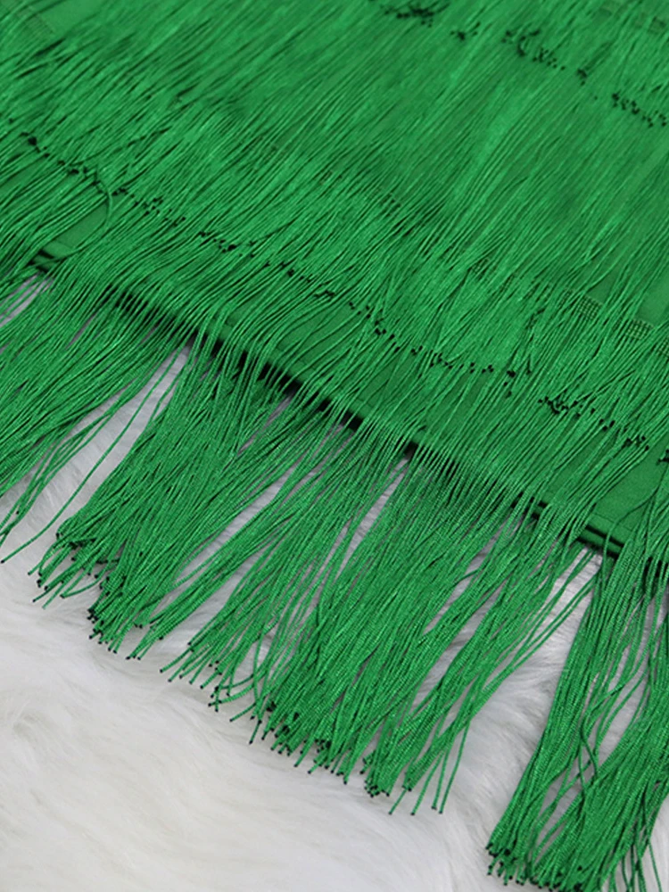 S-3XL Green Fringe Pencil Skirt with Tassel High Waist Solid Fashion Stretch Sheath Black Midi Skirt Women Clothes Summer 2022 skirt top