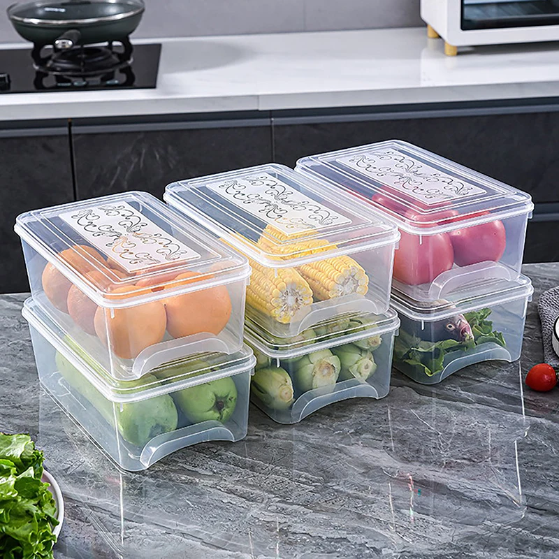 

Прозрачная большая емкость для холодильника, кухонная коробка для хранения фруктов и овощей с крышкой