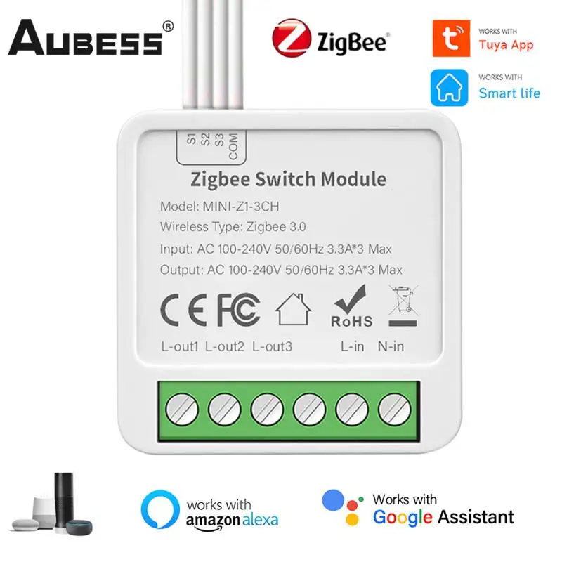 

Aubess Zigbee Mini DIY Smart Switch Module 2 Way Control Timer Voice Smart Home Via Alexa Google Home Alice Tuya Smart Life App