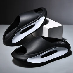 Unisex Summer Thick Sole EVA Sandals - Soft Indoor & Outdoor Beach Slides - 42-43 (Black)