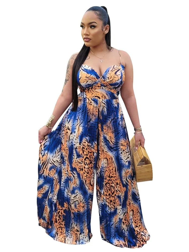 Wmstar Jumpsuits Women Wholesale Fashion Clothing 2025 Bestselling Printed Halter Leated One Piece Pants Club Rompers Summer