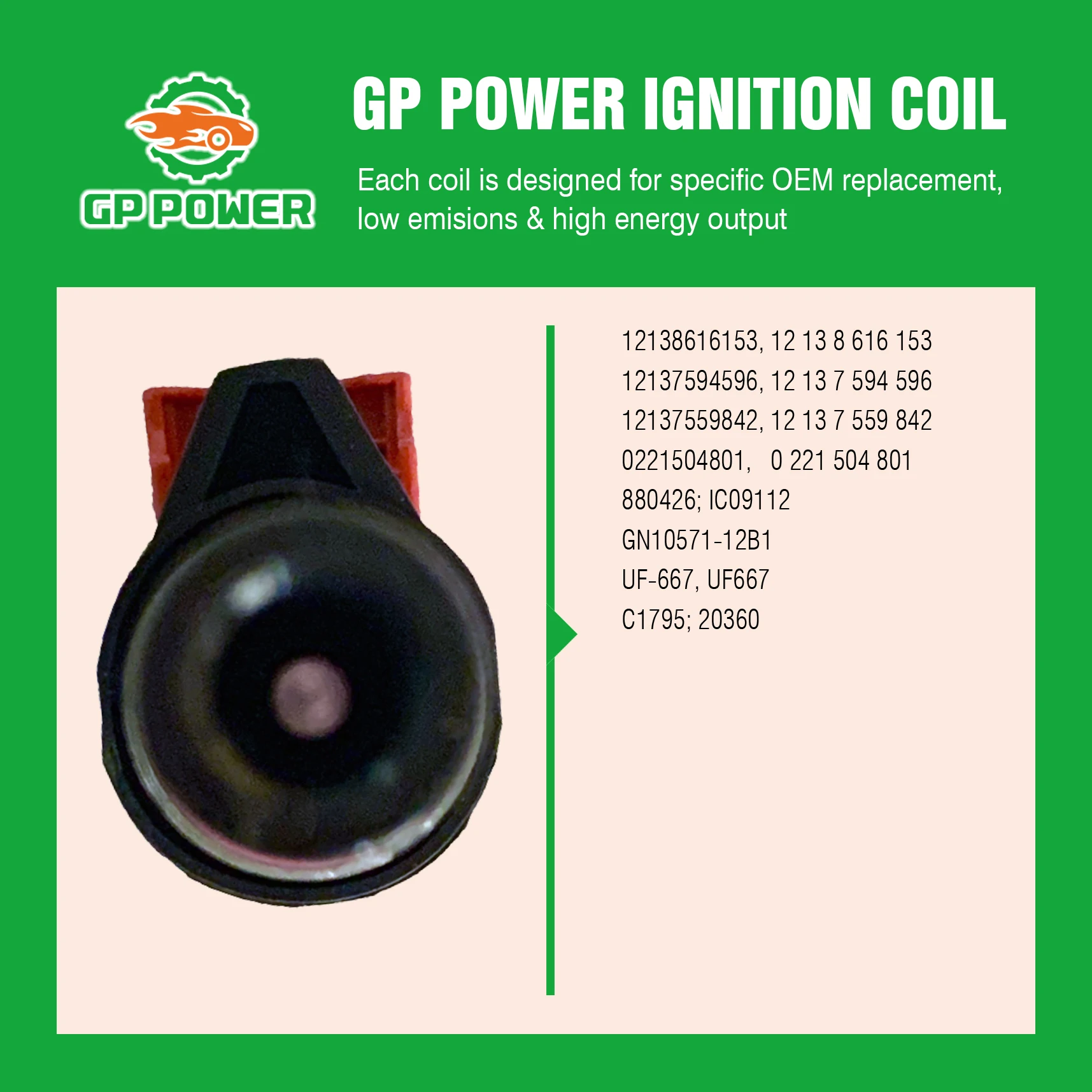 8PCS GP POWER HIGH ENERGY IGNITION COIL UF667 
