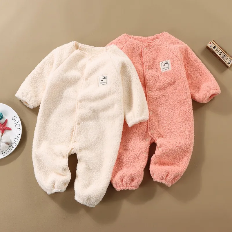 Newborn Baby Autumn Winter Rompers Infant Jacket For Girls Jumpsuit For Boys Soft Flannel Bebe Romper Baby Clothes 0-24 Month kids jackets baby jumpsuit