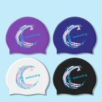 Printed Swimming Caps Long Hair Ear Protection Unisex Men Women Swim Caps Stretch Elastic Silicone Swimming Cap Pool Accessories 2