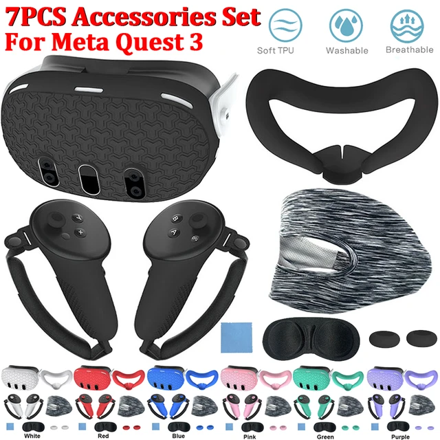 Funda protectora de silicona para Meta Quest 3, funda protectora para  auriculares, accesorios VR - AliExpress