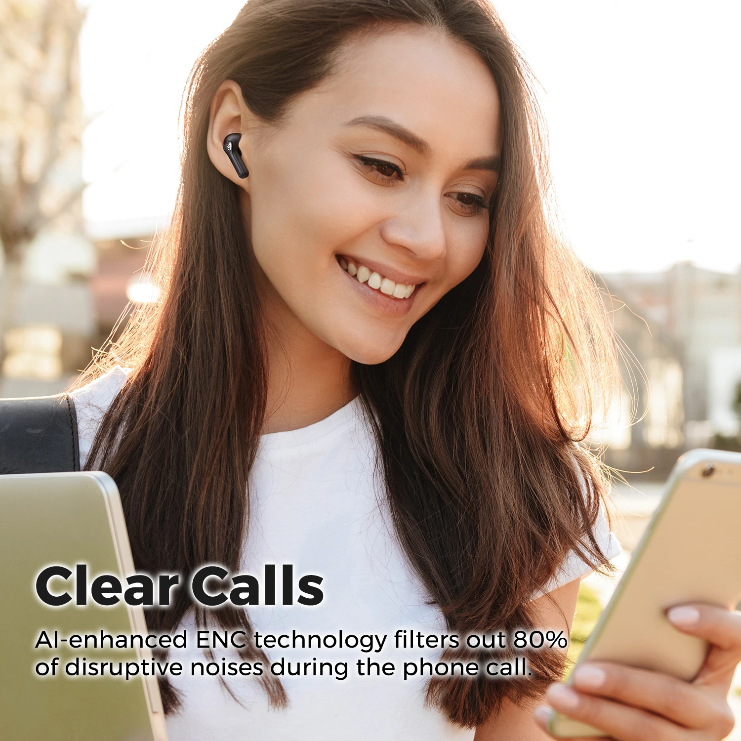 SoundPEATS Life 무선 이어버드, 액티브 노이즈 캔슬링, 블루투스 V5.2 이어폰, 마이크 4 개, 12mm 드라이버, 선명한 통화용 AI ENC