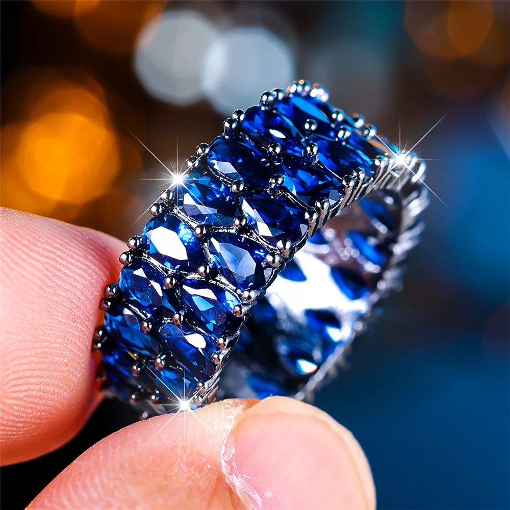 Elegant Crystal Zircon Stone Water Drop Ring in Vintage Black Gold