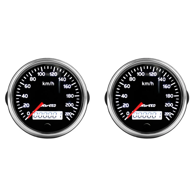 

2X CNSPEED Universal Speedometer 12V/24V Odometer 85Mm 220Km/H For Car Motorcycle LCD Tachometer