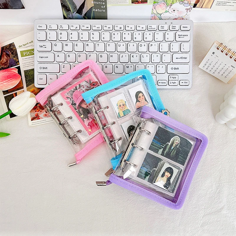 Photocard Protector Photo Album Photocards Collection Photocard Holder Photo Card Holder Mini Zipper Loose-leaf Photo Album Binder Case 3-Hole Metal Binder Pvc Girl Photocard Photocard Holder Collect Book