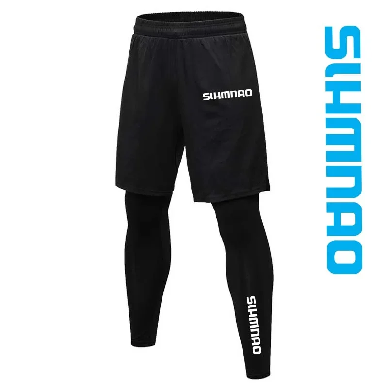 Men's tight fitting breathable two-piece fitness running casual stretch cycling sports pants comfortable quick drying fishing pa
