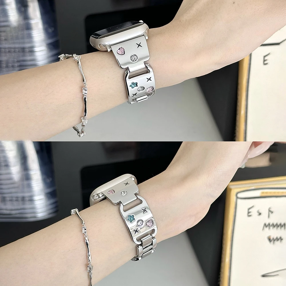 Luxury Diamond Star Metal Watch Band Bracelet