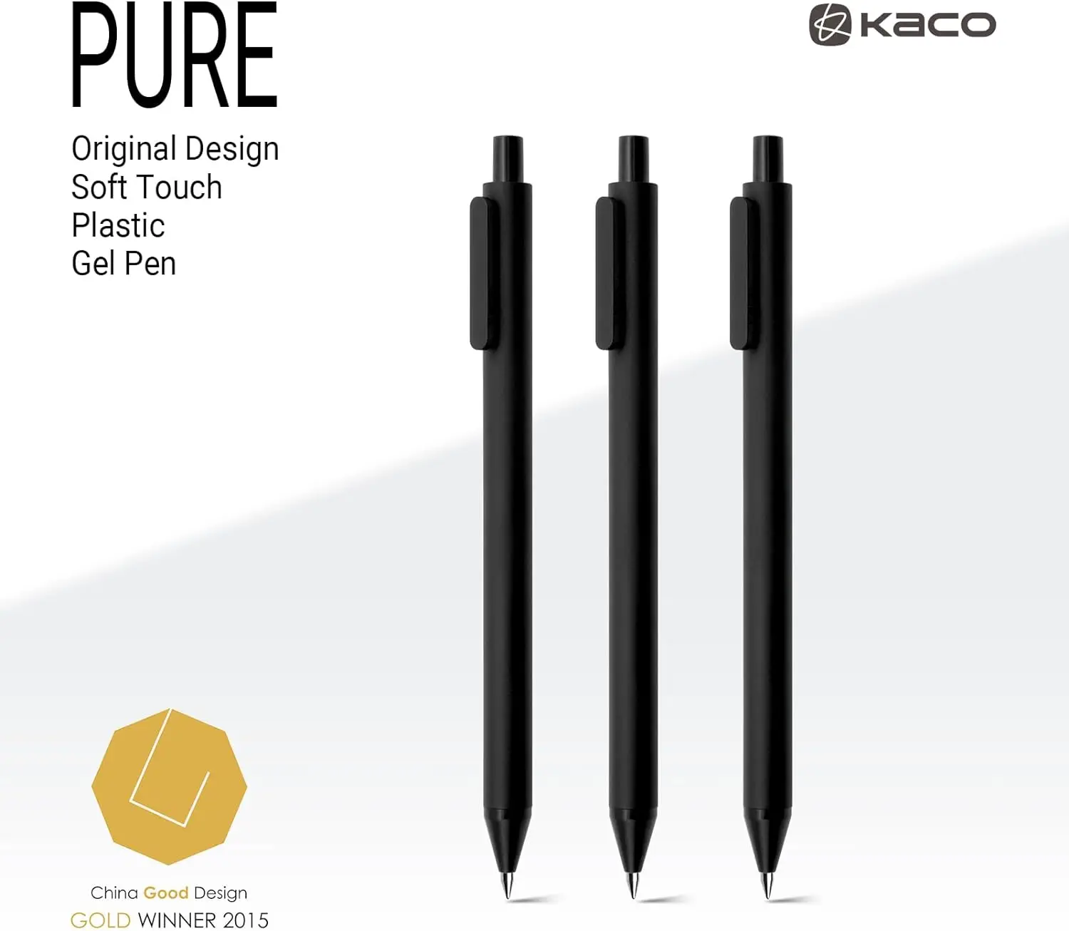 Kaco Pure Refillable Retractable Gel Pen Black Ink 0.5mm Medium Pen Tip 10 Pack Casual Quick-Drying Aesthetic Note Pen Office Su 5