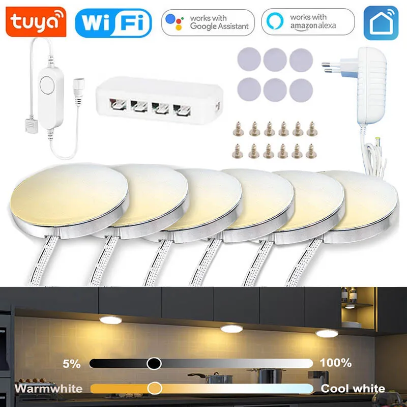 Tuya Wifi / RF Remote Control Under Cabinet LED Light CCT Light Warm+White Double Color Temperature for Kitchen Closet Lighting