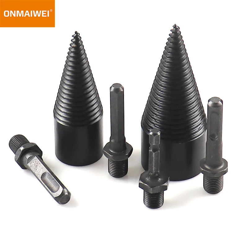 6pcs 32/42mm Firewood Splitting Drill Bit Wood Splitter Screw Cones Bit Square Round Hexagonal For Hammer Drill