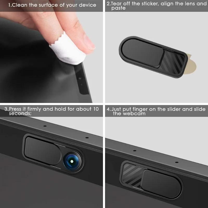 Universal Privacy Webcam Cover for Laptops, Tablets, and Smartphones - Set of 1/5/10