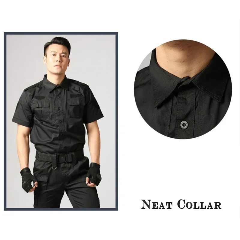 Black Uniform Tactical Clothing Security Guard Workshop Outdoor Training Summer Autumn Short Sleeve Long Sleeve 3